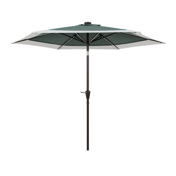 Spencer 9 ft. Classic Coastal 2-Tone Solar LED Market Patio Umbrella